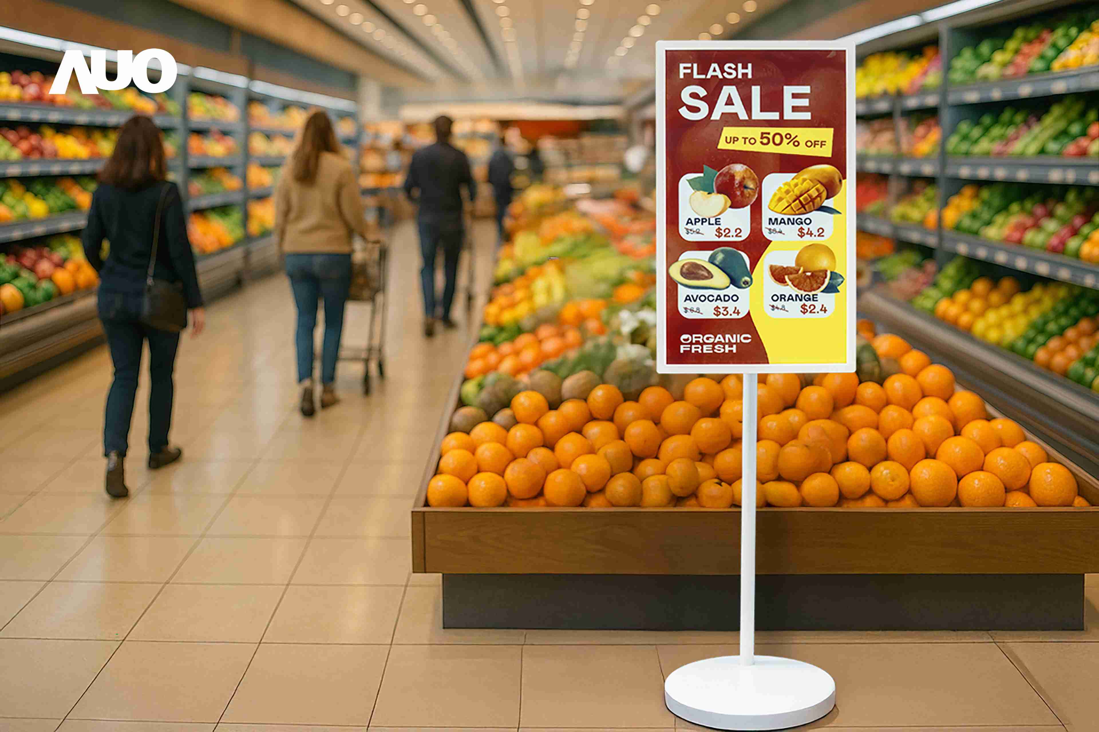 达擎首亮相低功耗、、全彩的〝aecoPost电子纸解决方案〞，，仅在更新画面时需要微量的电力驱动，，，，无需布建电线的便捷设计，，，，使其可灵活应用、、随意置放，，并可透过云端或行动装置app，，，，轻松管理及排程广告内容，，，，晋升店头营销利器。。。